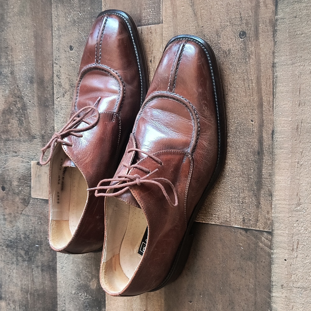 Bachrach Made In Italy Tan Leather Oxfords Sz 9.5 Men